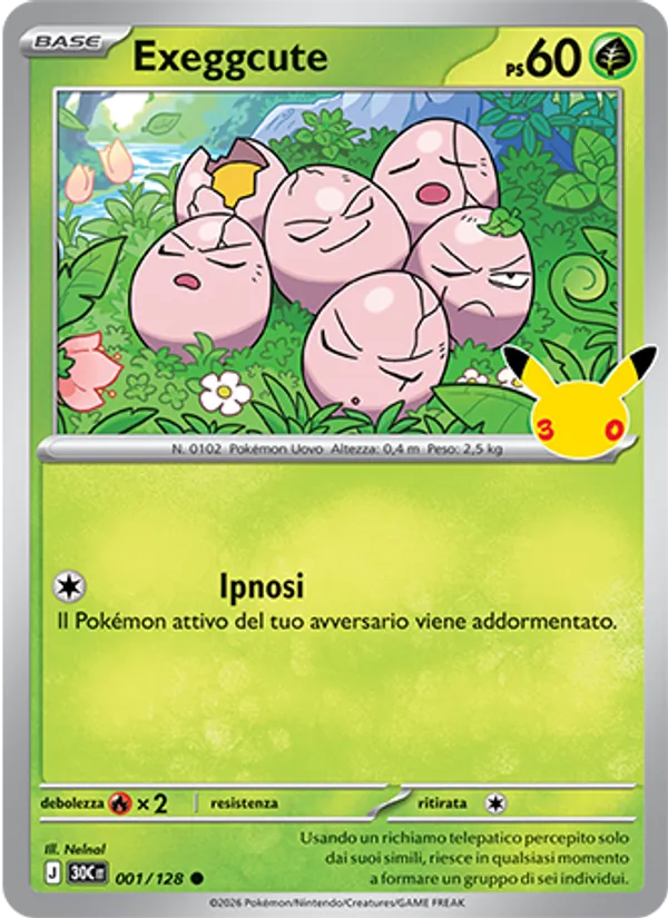 Exeggcute 30° Anniversario 001/128