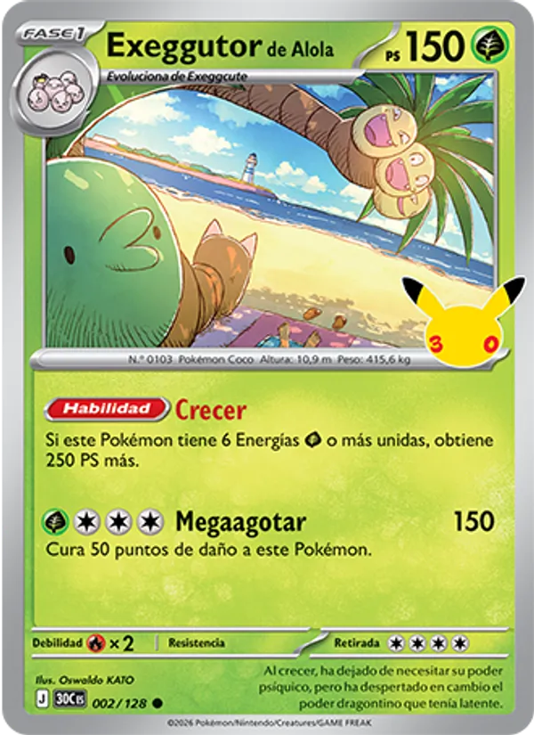 Exeggutor de Alola Celebración 30.º Aniversario 002/128