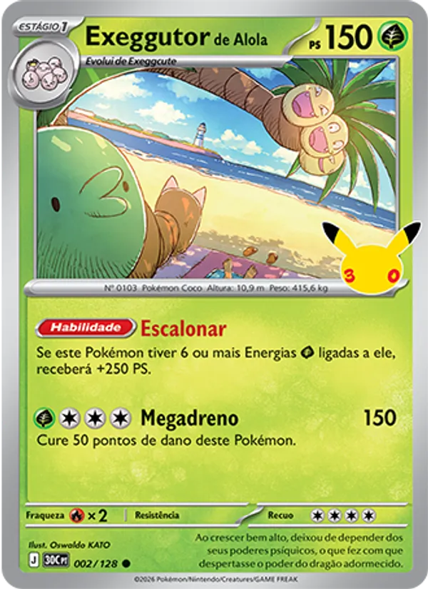 Exeggutor de Alola Celebração de 30 Anos 002/128