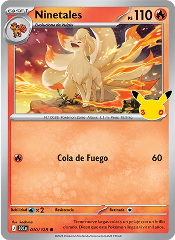 Ninetales Celebración 30.º Aniversario 010/128
