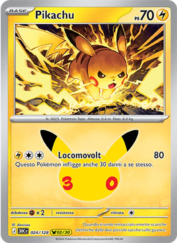 Pikachu 30° Anniversario 024/128
