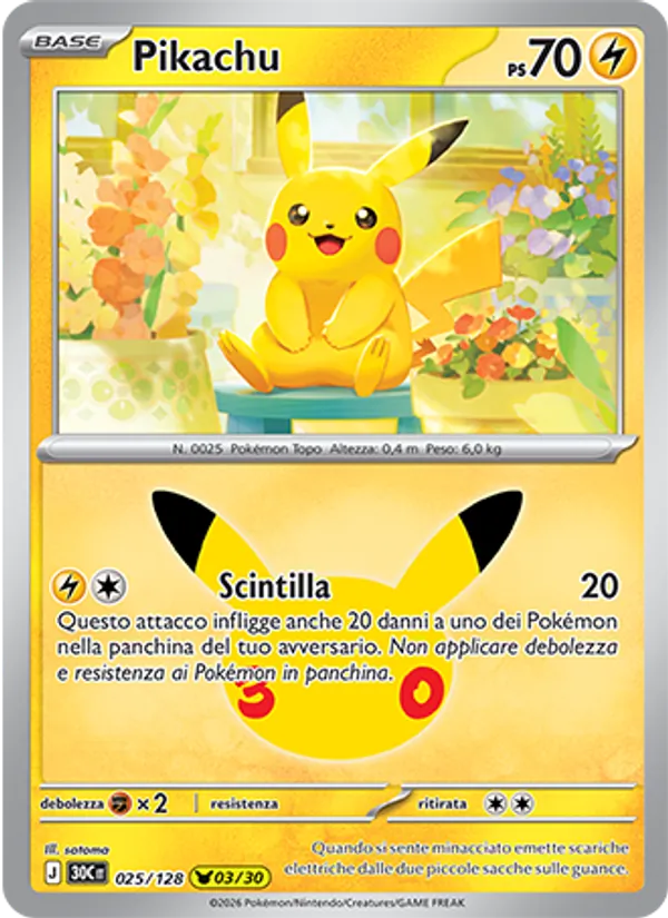 Pikachu 30° Anniversario 025/128