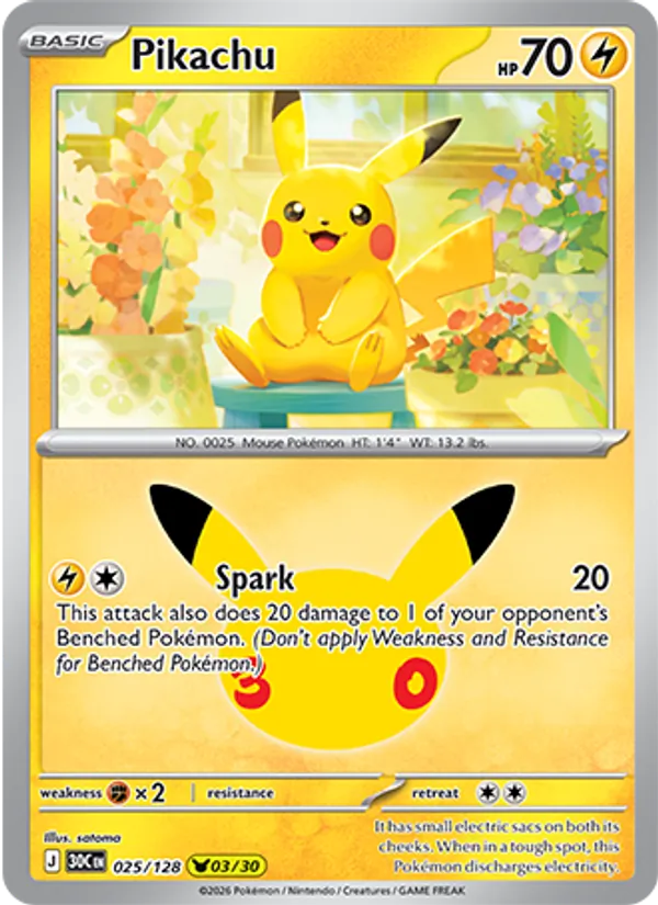 Pikachu Celebração de 30 Anos 025/128
