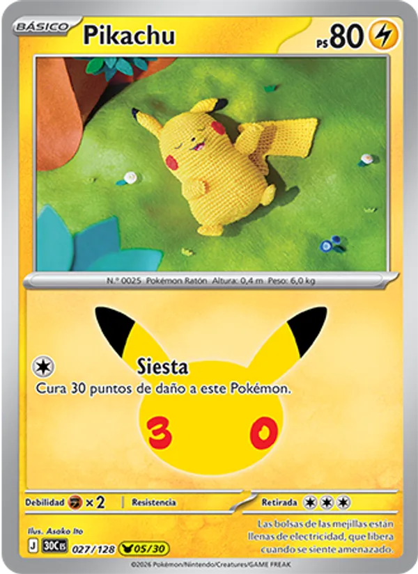 Pikachu Celebración 30.º Aniversario 027/128