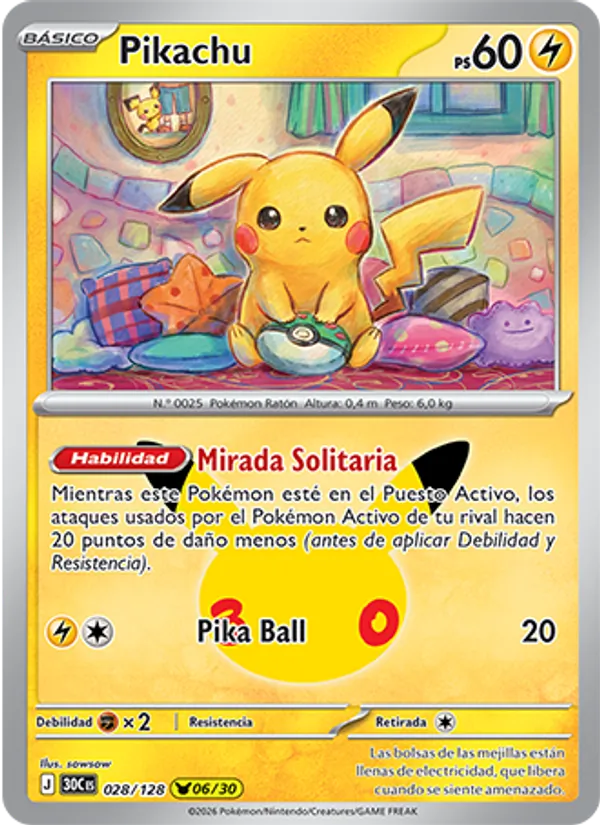 Pikachu Celebración 30.º Aniversario 028/128