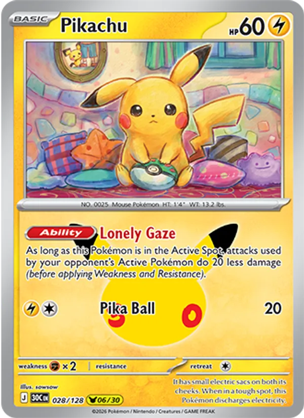 Pikachu Celebração de 30 Anos 028/128