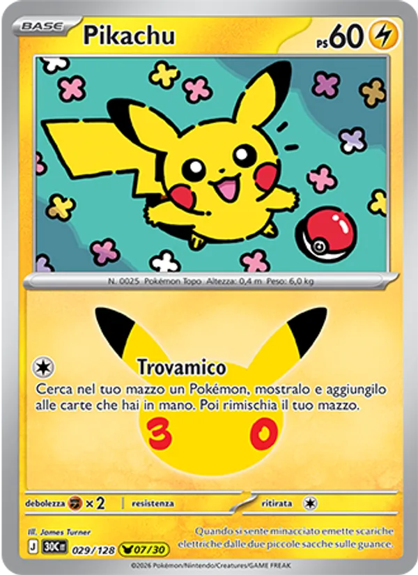 Pikachu 30° Anniversario 029/128