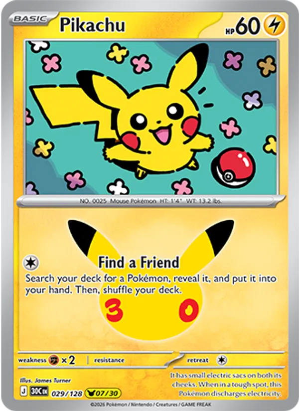 Pikachu Celebração de 30 Anos 029/128