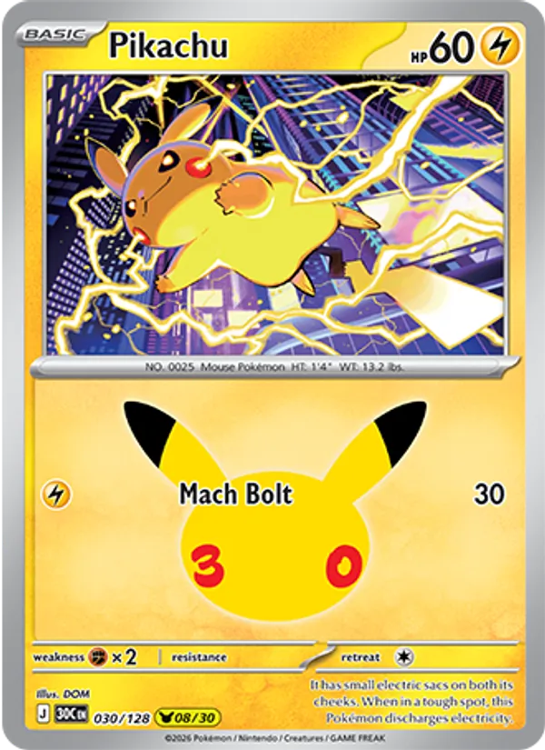 Pikachu 30th Celebration 030/128