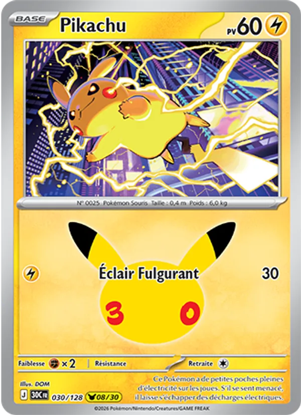 Pikachu 30ᵉ Anniversaire 030/128