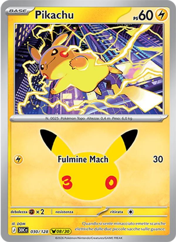 Pikachu 30° Anniversario 030/128