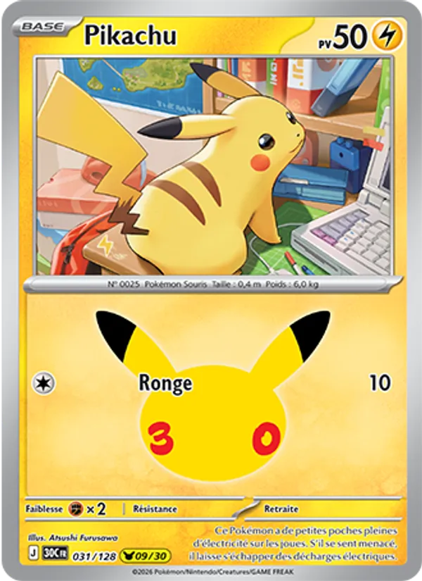 Pikachu 30ᵉ Anniversaire 031/128