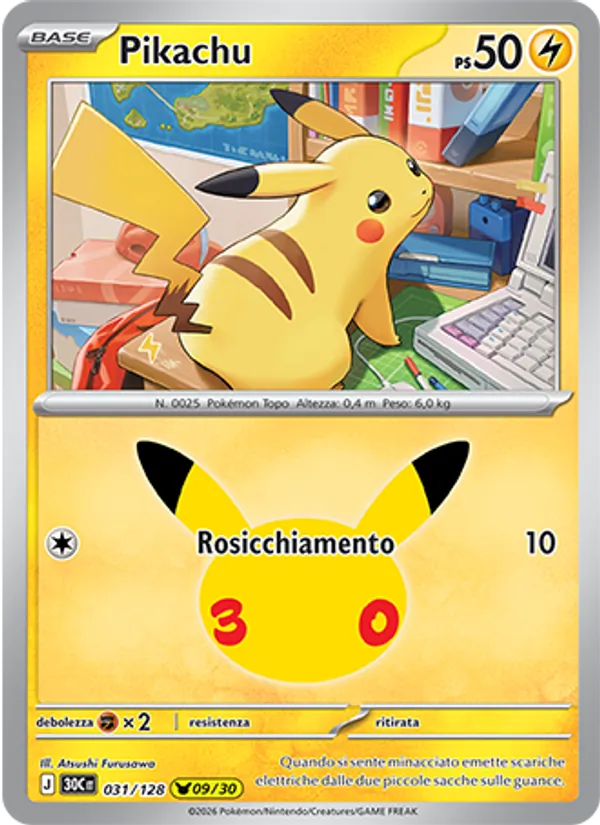 Pikachu 30° Anniversario 031/128