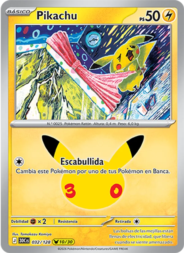 Pikachu Celebración 30.º Aniversario 032/128