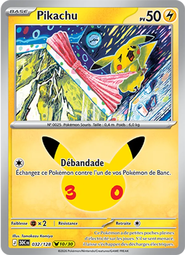 Pikachu 30ᵉ Anniversaire 032/128