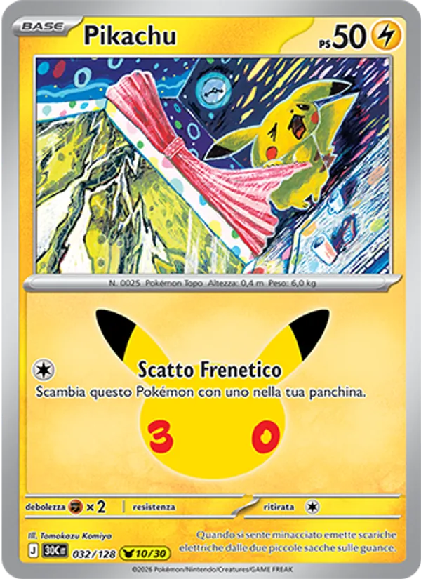 Pikachu 30° Anniversario 032/128