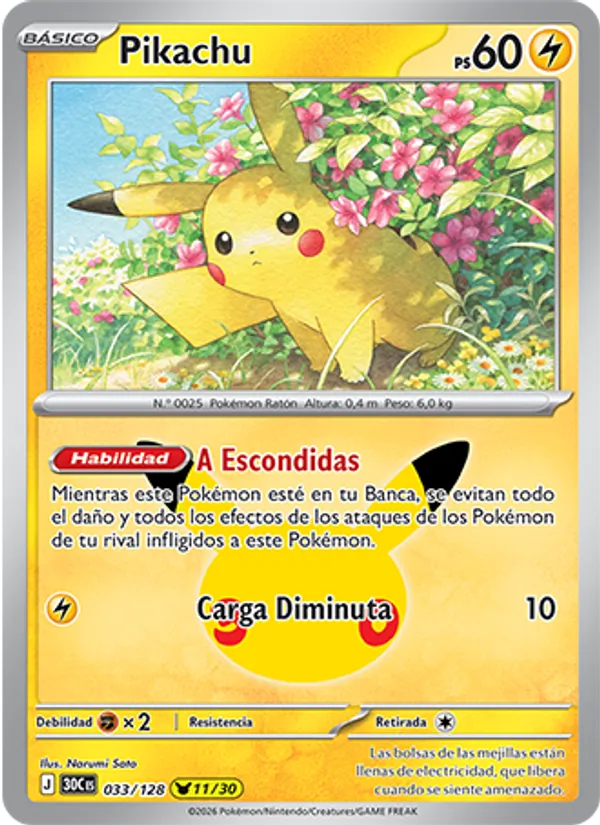 Pikachu Celebración 30.º Aniversario 033/128