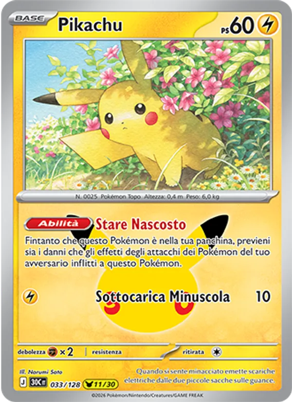 Pikachu 30° Anniversario 033/128