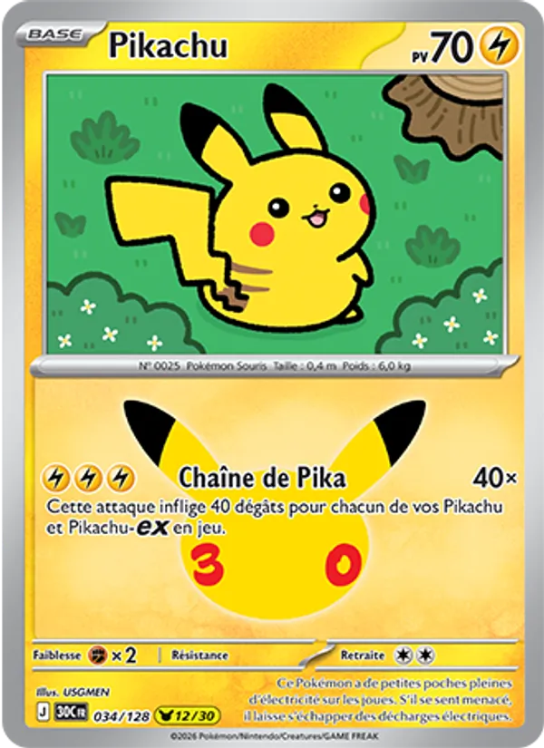 Pikachu 30ᵉ Anniversaire 034/128