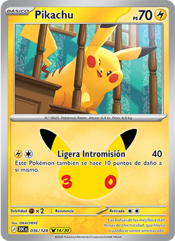 Pikachu Celebración 30.º Aniversario 036/128