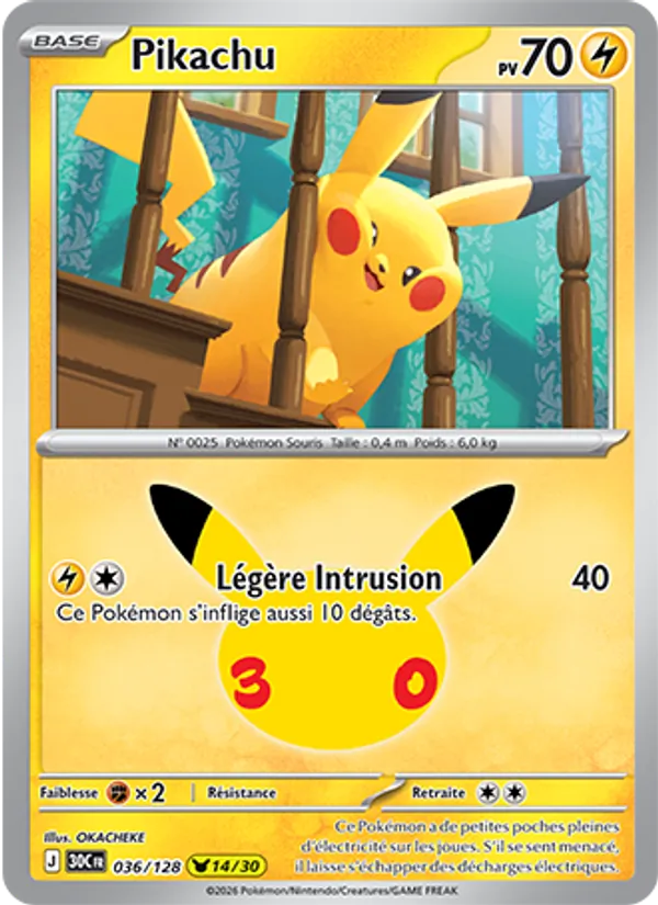 Pikachu 30ᵉ Anniversaire 036/128