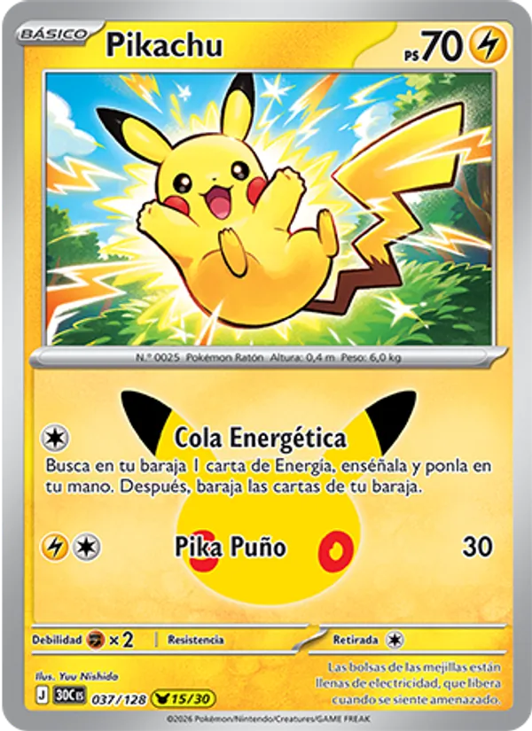 Pikachu Celebración 30.º Aniversario 037/128