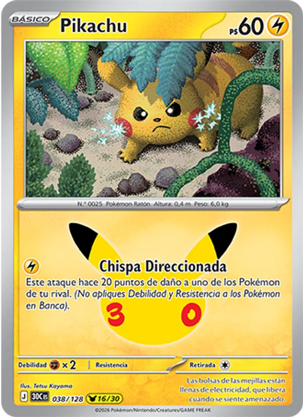 Pikachu Celebración 30.º Aniversario 038/128