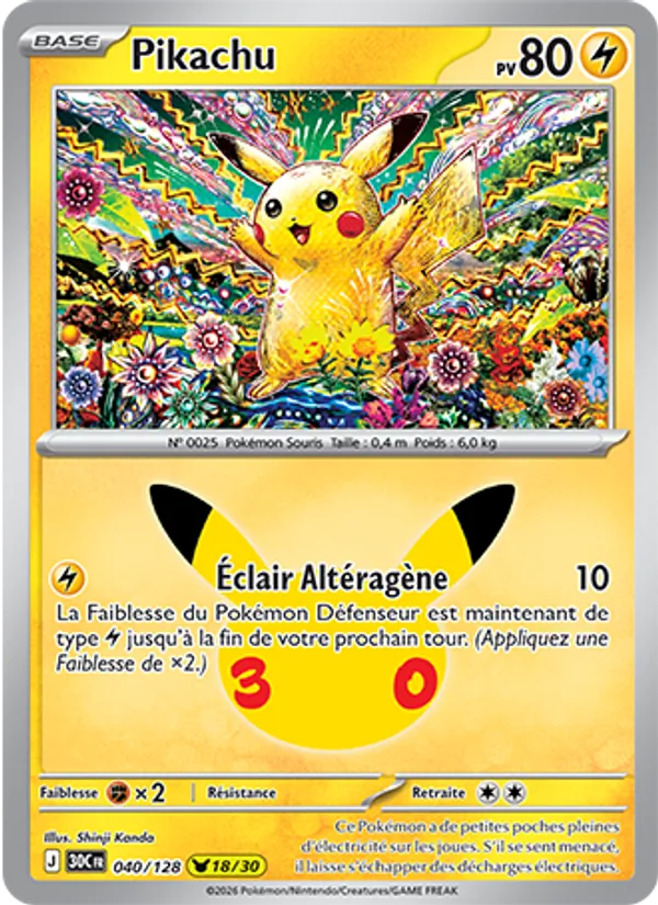 Pikachu 30ᵉ Anniversaire 040/128