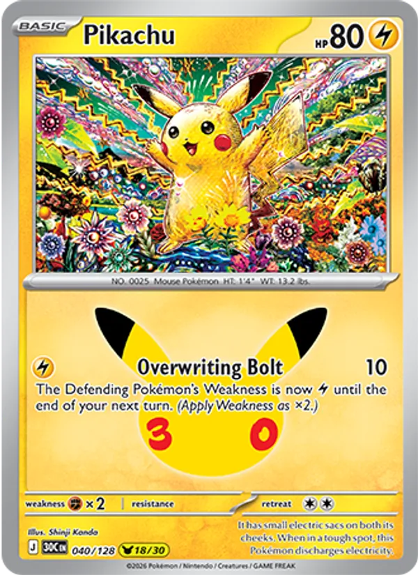Pikachu Celebração de 30 Anos 040/128