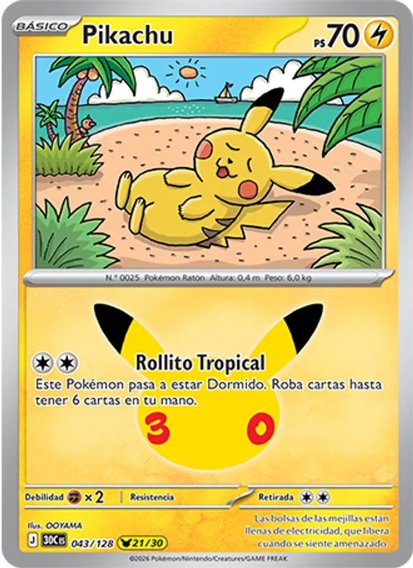 Pikachu Celebración 30.º Aniversario 043/128