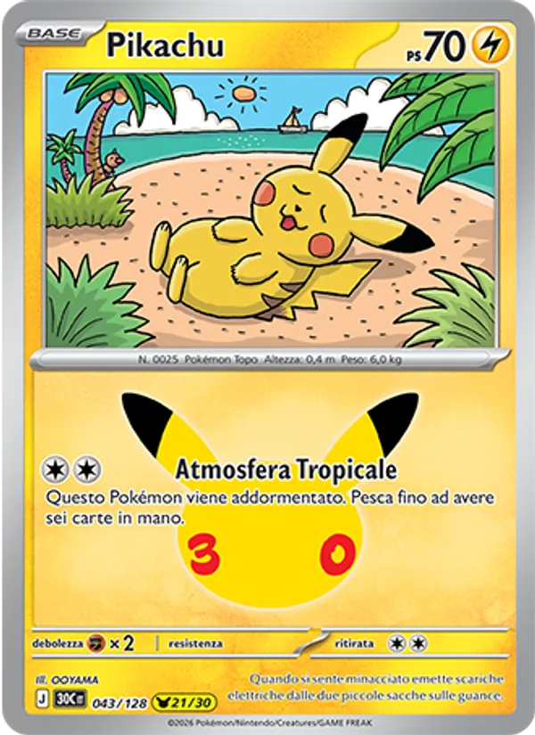 Pikachu 30° Anniversario 043/128