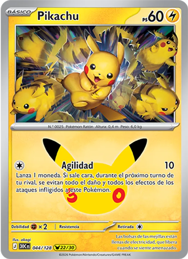 Pikachu Celebración 30.º Aniversario 044/128
