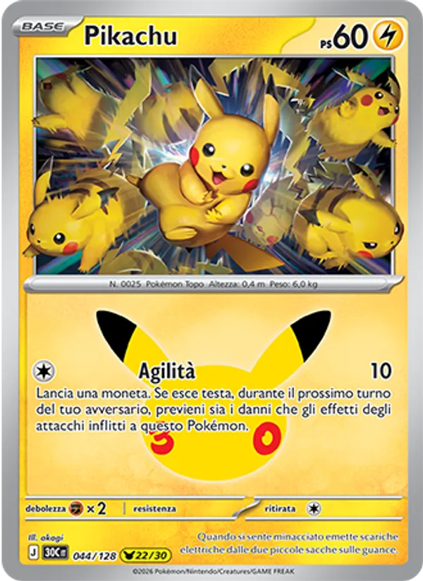 Pikachu 30° Anniversario 044/128