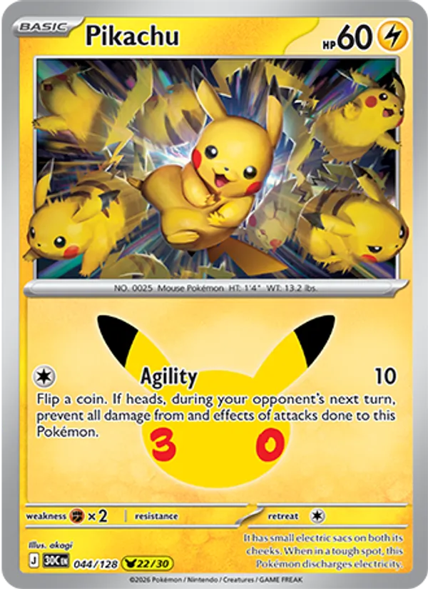 Pikachu Celebração de 30 Anos 044/128