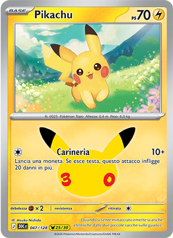 Pikachu 30° Anniversario 047/128