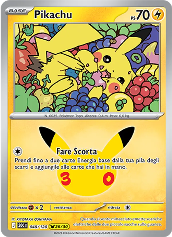 Pikachu 30° Anniversario 048/128