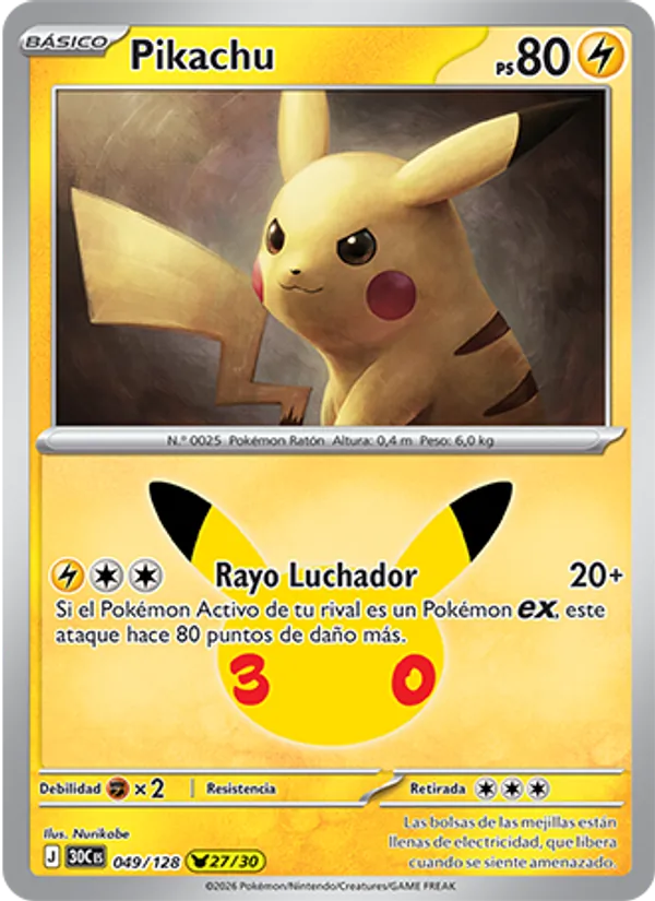 Pikachu Celebración 30.º Aniversario 049/128