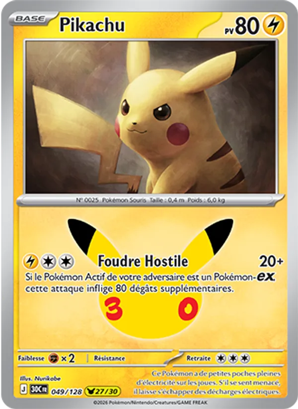 Pikachu 30ᵉ Anniversaire 049/128