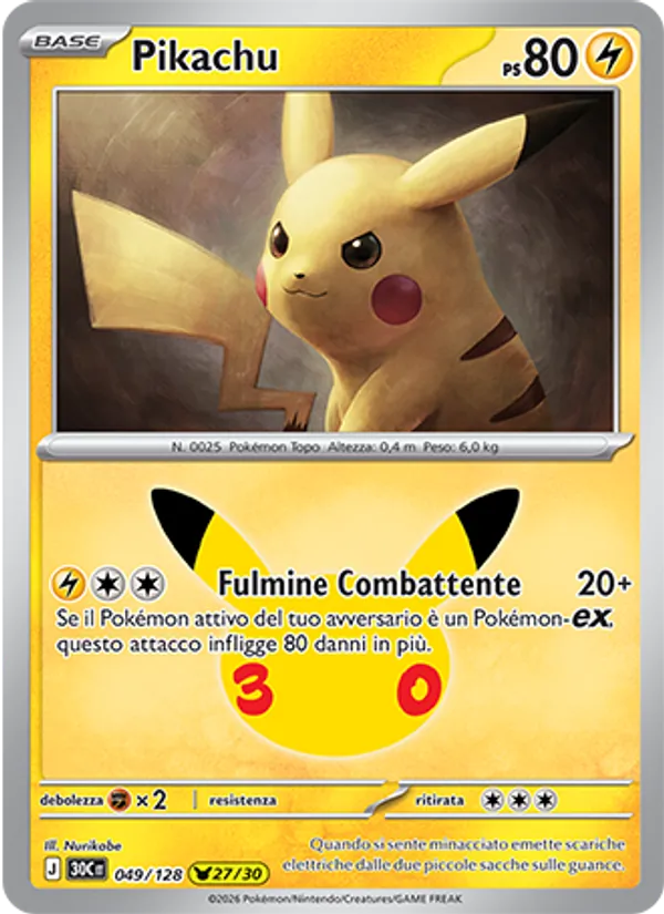 Pikachu 30° Anniversario 049/128