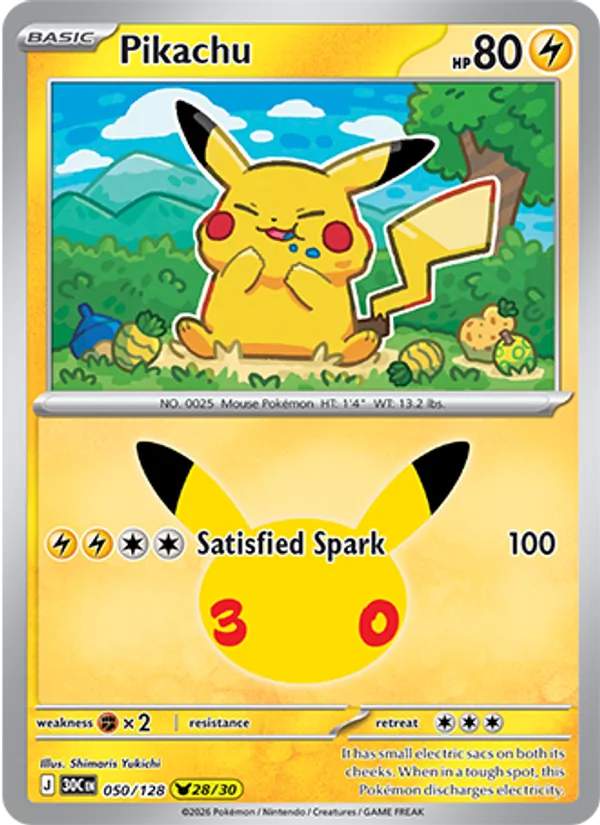Pikachu 30th Celebration 050/128
