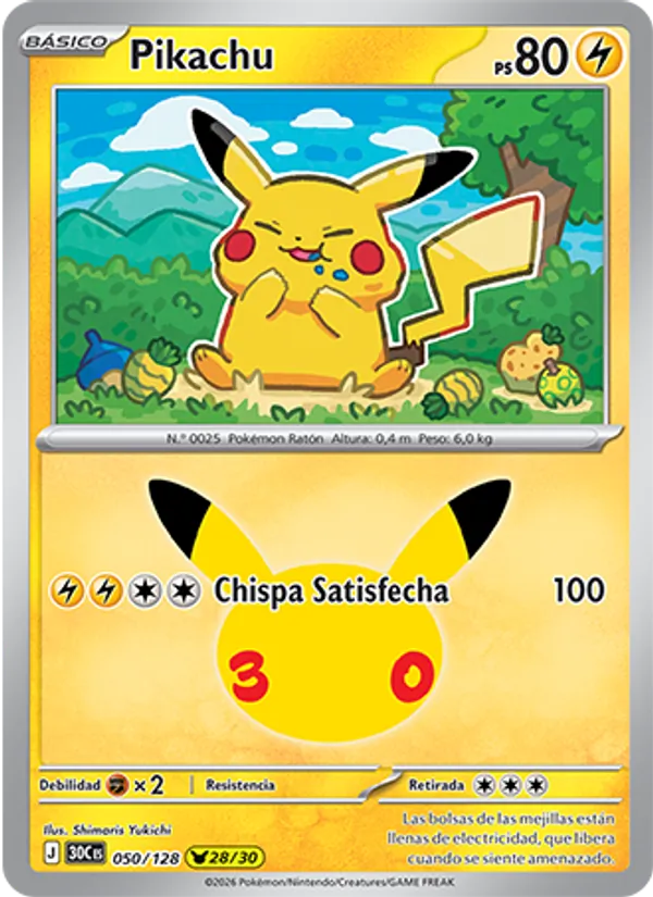 Pikachu Celebración 30.º Aniversario 050/128