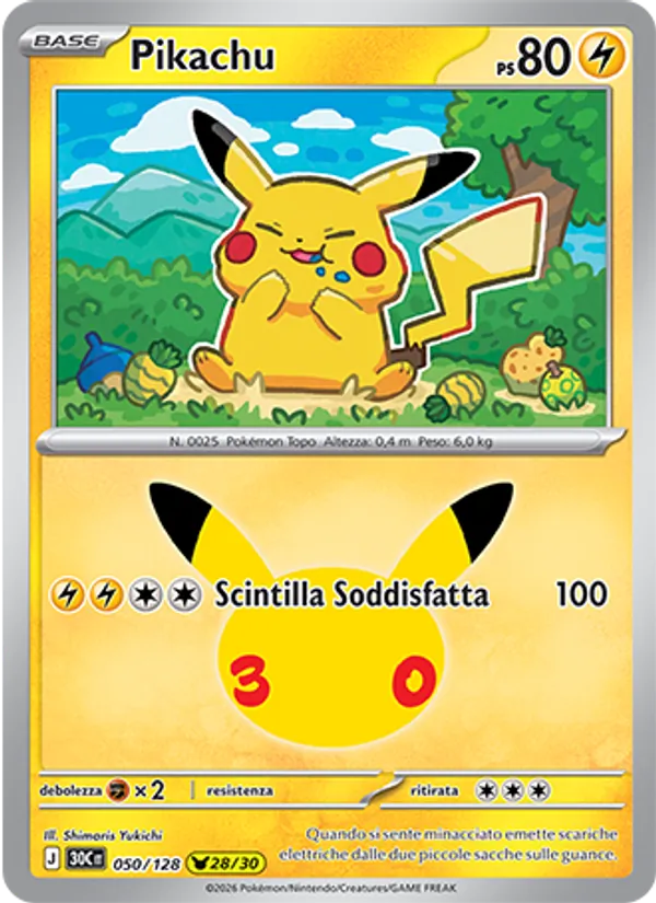 Pikachu 30° Anniversario 050/128