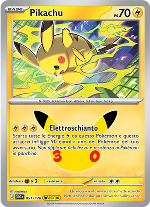 Pikachu 30° Anniversario 051/128
