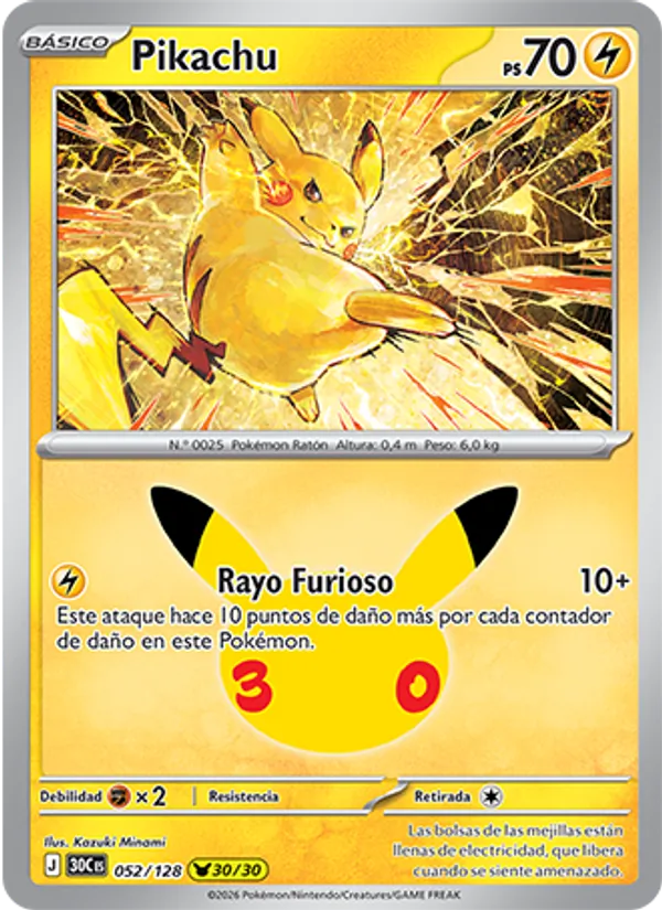 Pikachu Celebración 30.º Aniversario 052/128