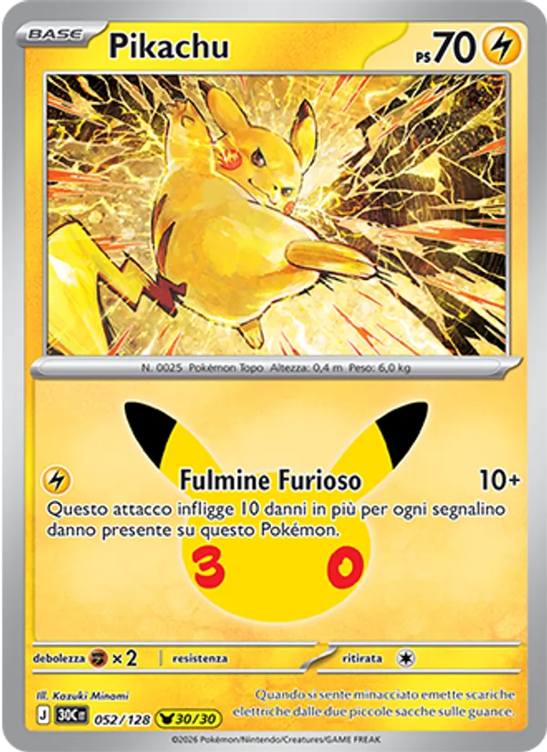 Pikachu 30° Anniversario 052/128