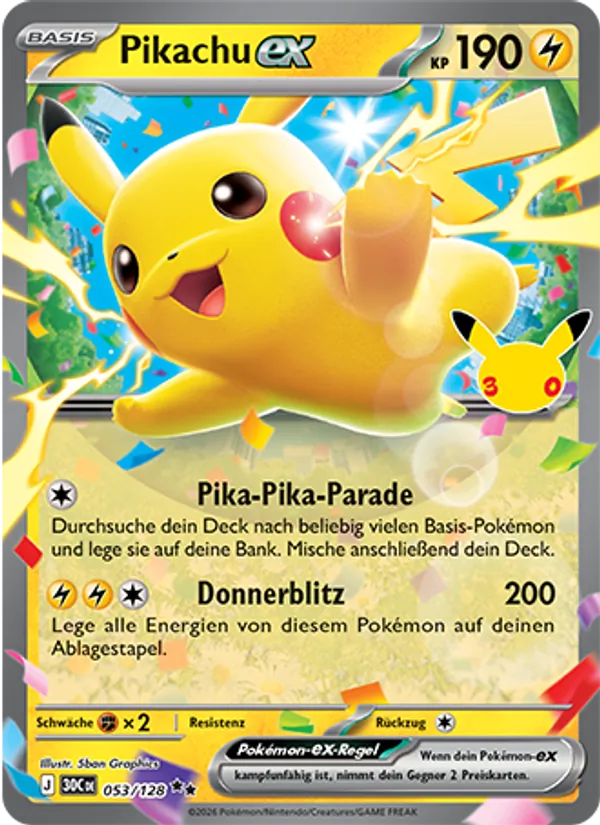 Pikachu-ex 30 Jahre 053/128