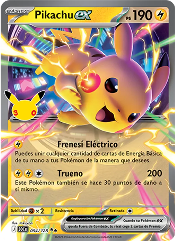 Pikachu ex Celebración 30.º Aniversario 054/128