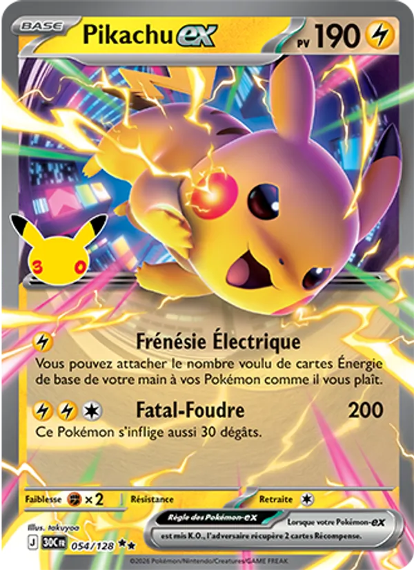 Pikachu-ex 30ᵉ Anniversaire 054/128