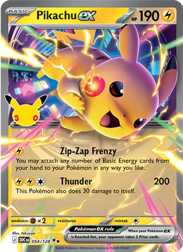 Pikachu ex Celebração de 30 Anos 054/128