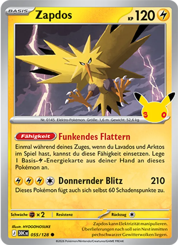 Zapdos 30 Jahre 055/128